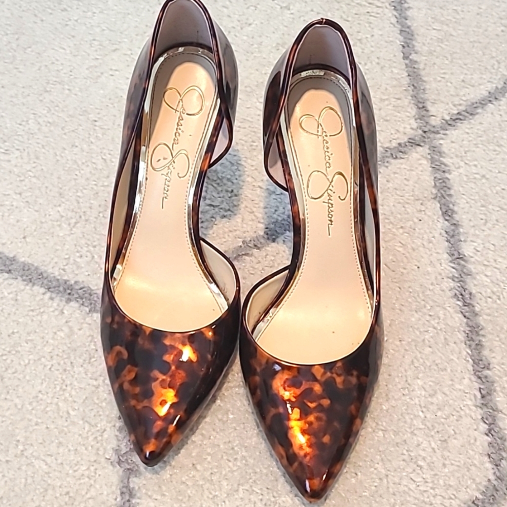 Tortoise Shell Patent D'orsay Pumps